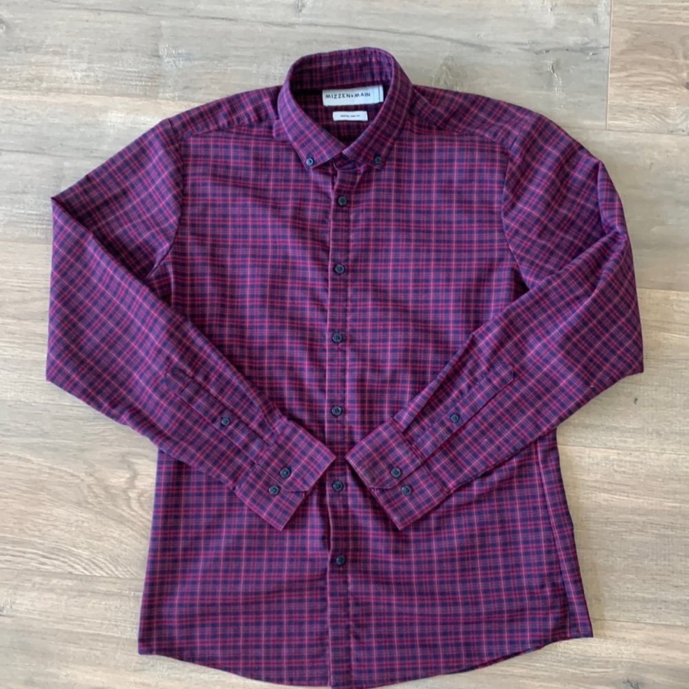 Mizzen+Main || Plaid Trimmed Fit Shirt